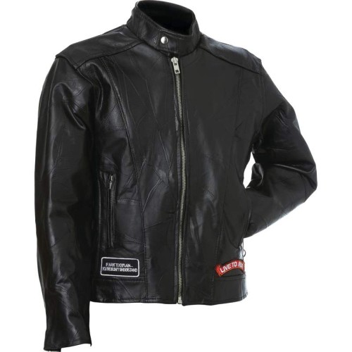 Diamond Plate Rock Design Buffalo Leather Motorcycle Jacket - MEDIUM ...