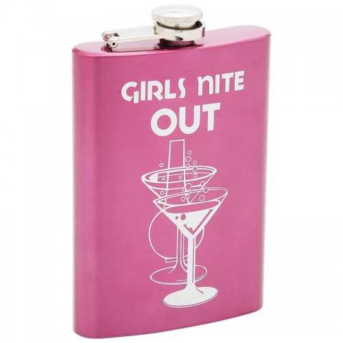 Maxam 8oz Stainless Steel Flask with Pink Metallic Painted Finish KTFLKPGN