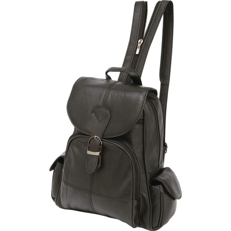 Black Solid Lambskin Leather Backpack with Magnetic Closure LULBP2