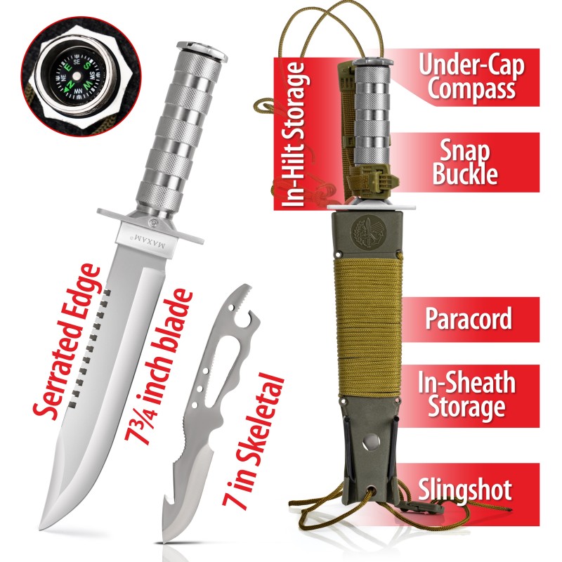  Maxam 9-Piece Survival Knife Set with Zinc Alloy Handles, Ideal  for Survivalists, Hunters, Hikers, and Outdoor Sports Enthusiasts : Sports  & Outdoors