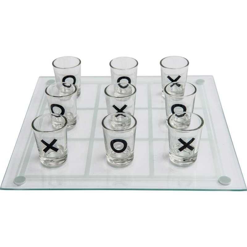 Maxam Shot Glass Tic-Tac-Toe Game with Glass Game Board SPTTT